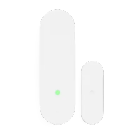 White ADT door and window contact sensor with its magnet, for Westfield, IN homes