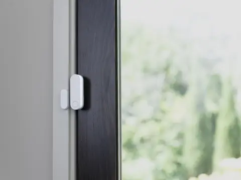 ADT+ door and window sensor on a window frame, for Westfield, IN homes